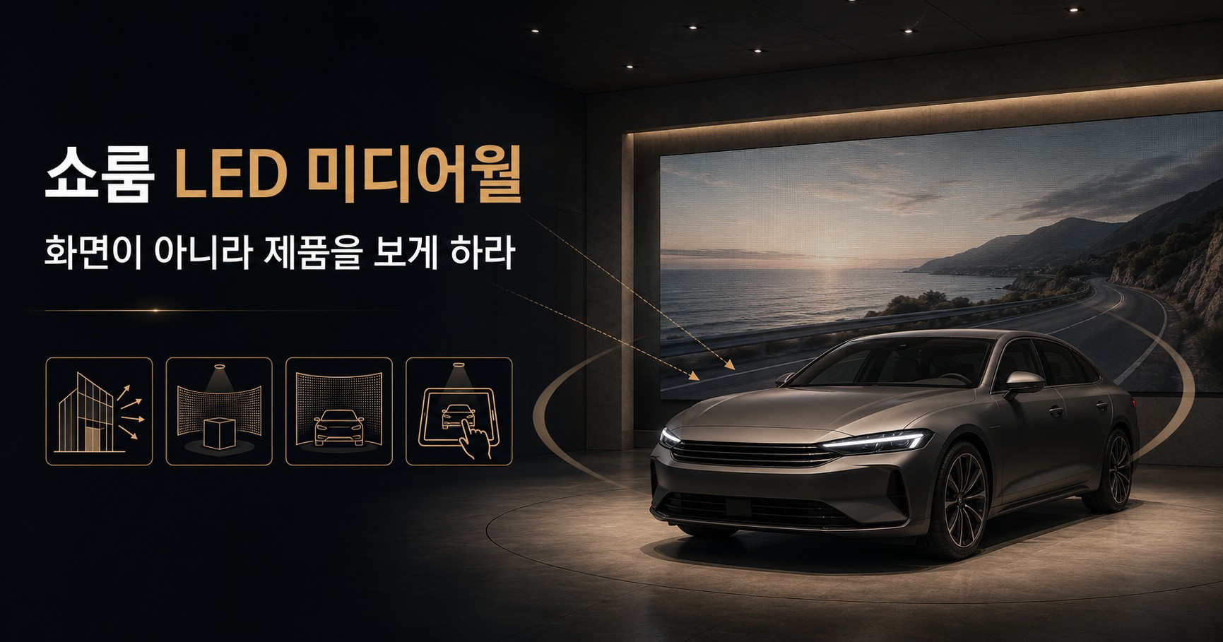 전시장·쇼룸 LED 전광판, 화면이 제품을 이기면 안 됩니다 — 주인공을 빛내는 조연의 설계법