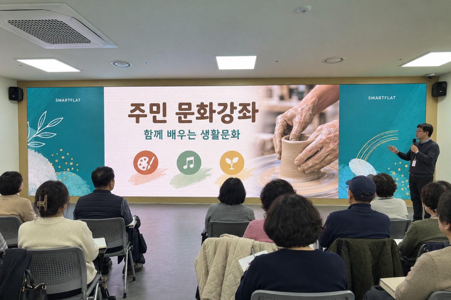 주민 문화강좌로 활용되는 LED 미디어월