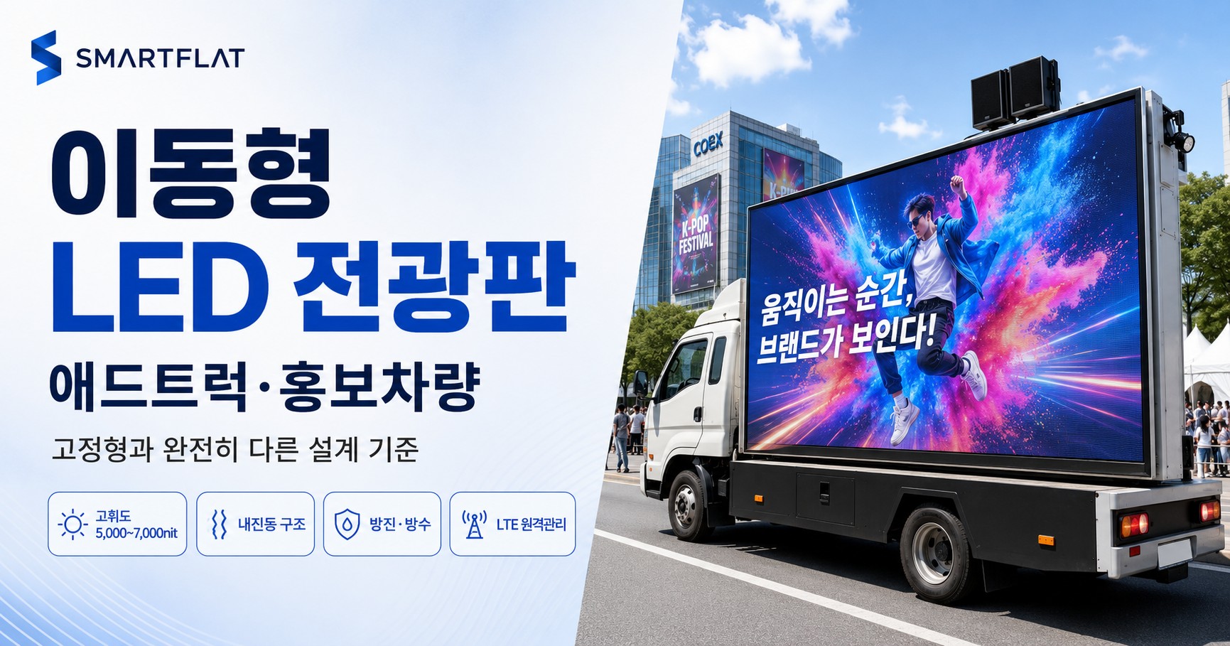 차량용·이동형 LED 전광판(애드트럭) 완벽 가이드 — 고정형과 무엇이 다른가