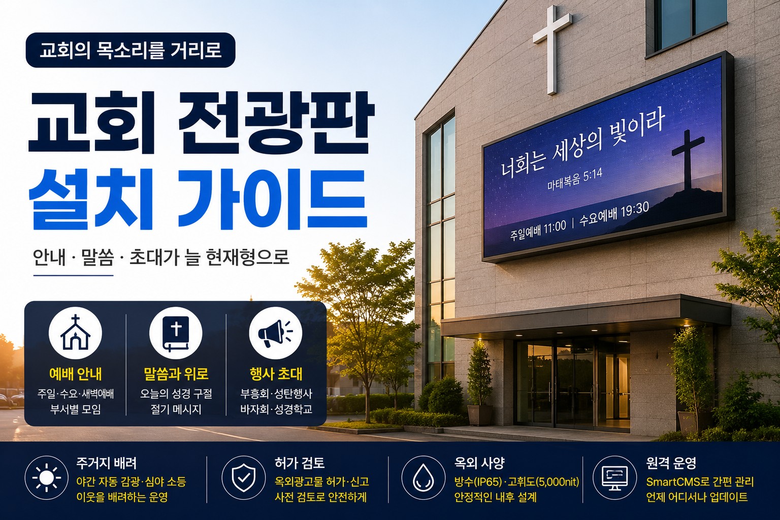 교회 전광판 설치 — 예배 안내부터 말씀 한 구절까지, 교회의 목소리를 거리로 보내는 법
