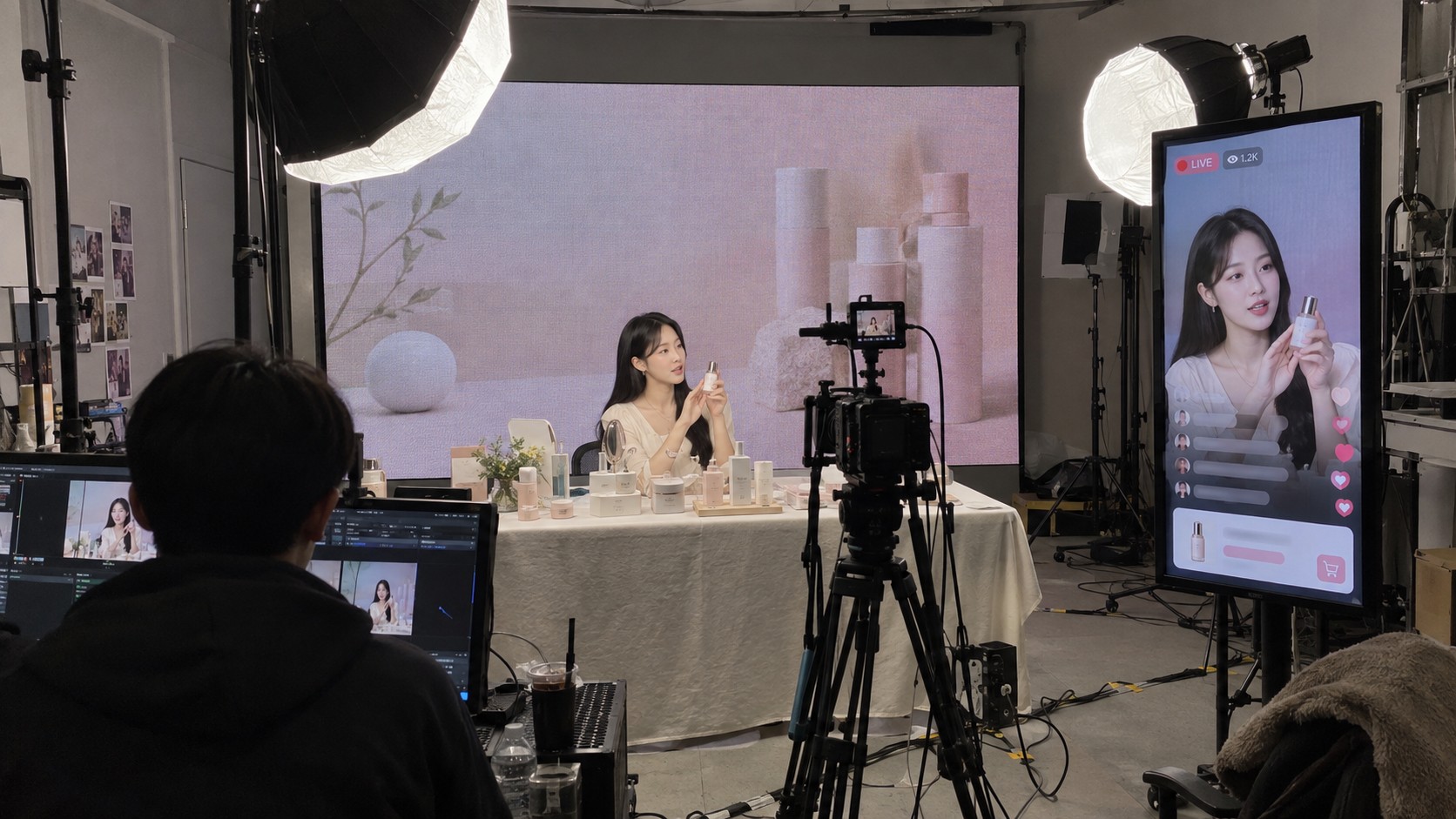 라이브 커머스용 배경 LED 설치사례